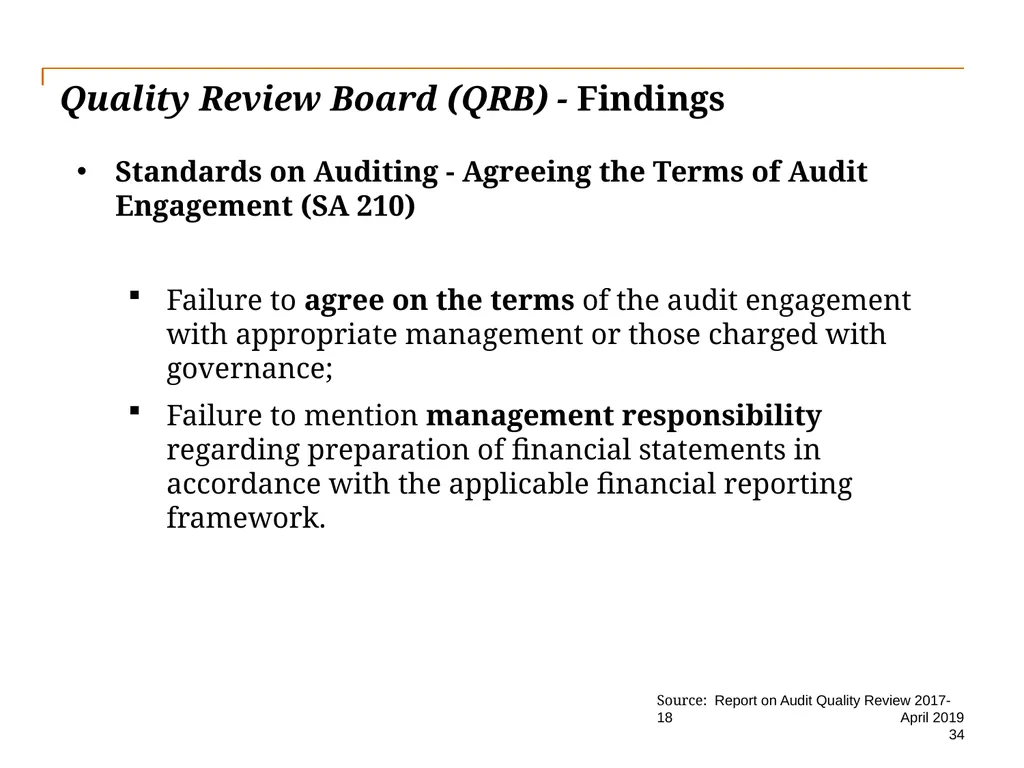 Audit Quality Issues and Audit Quality Indicators - slide 34 of 55