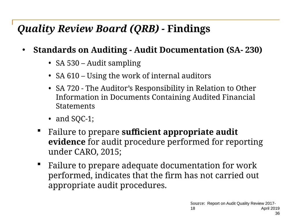 Audit Quality Issues and Audit Quality Indicators - slide 36 of 55