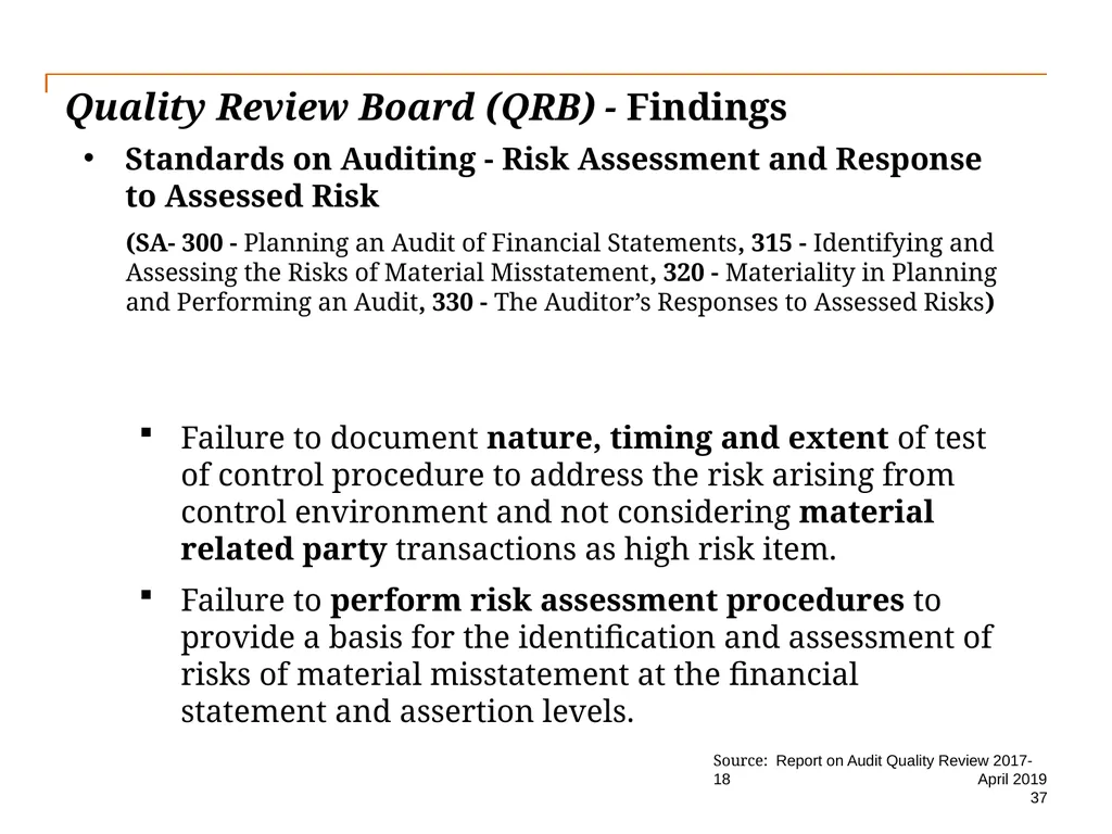Audit Quality Issues and Audit Quality Indicators - slide 37 of 55