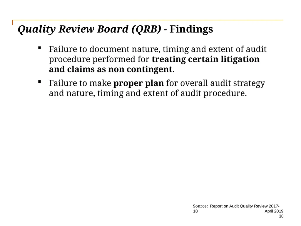 Audit Quality Issues and Audit Quality Indicators - slide 38 of 55