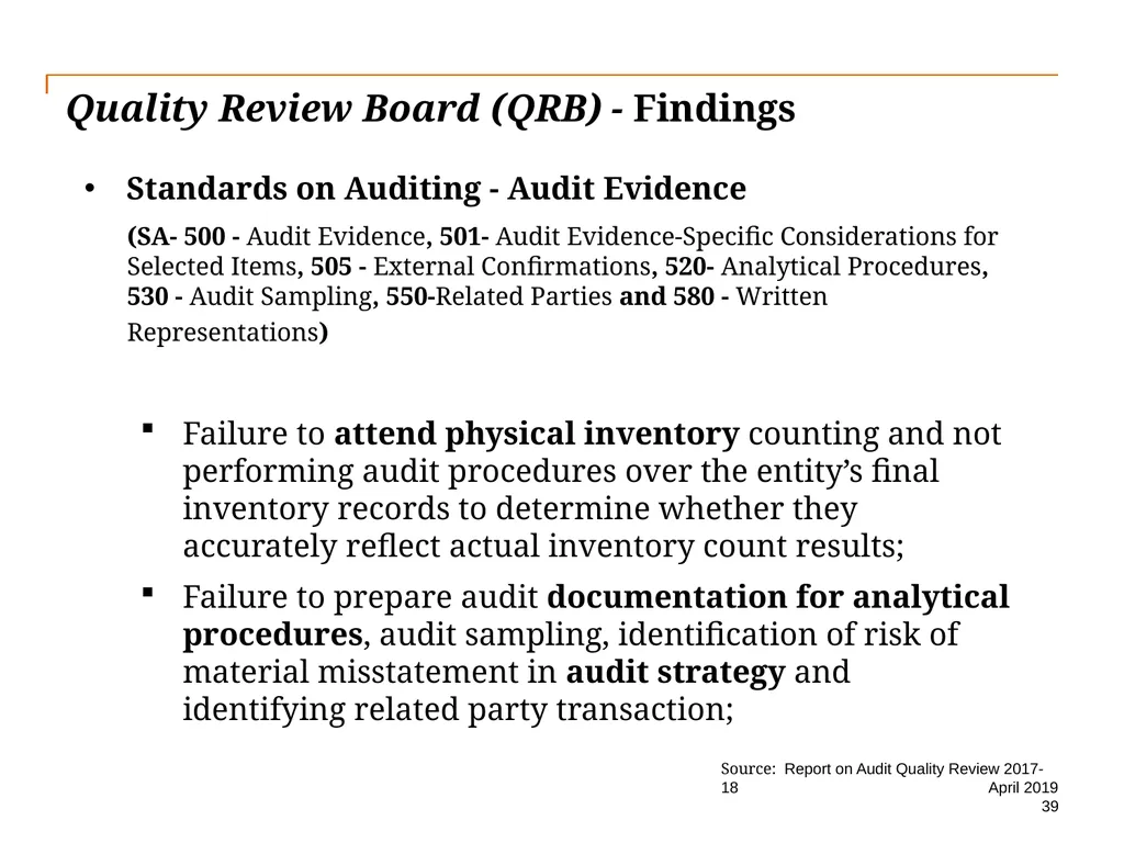 Audit Quality Issues and Audit Quality Indicators - slide 39 of 55