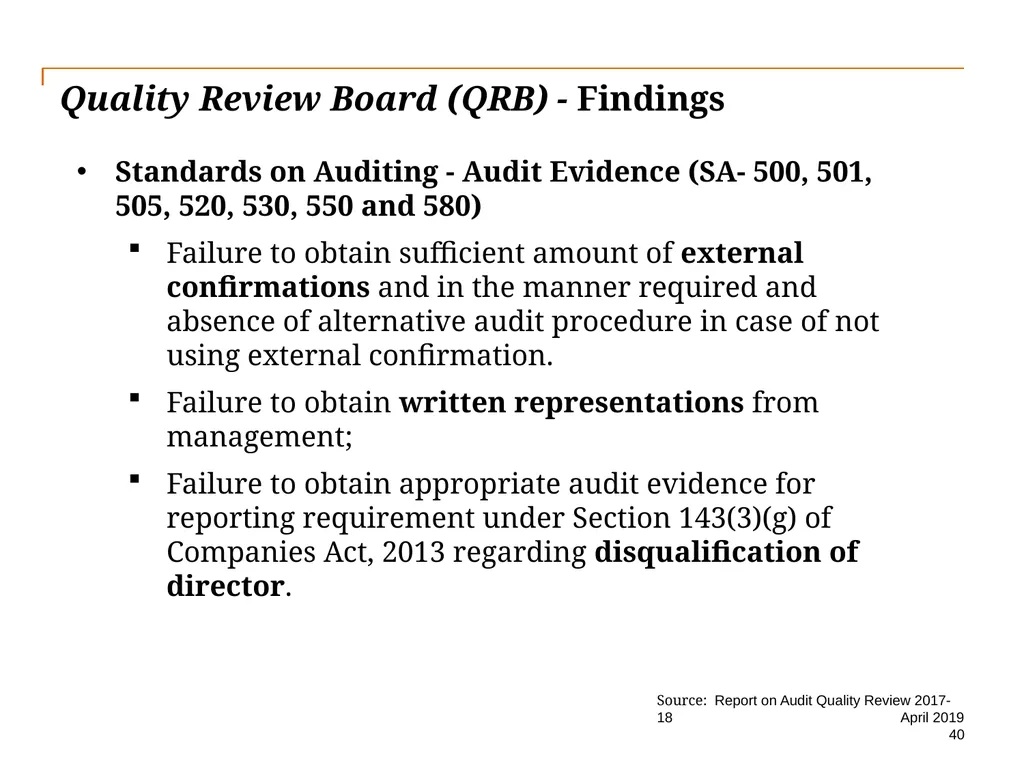 Audit Quality Issues and Audit Quality Indicators - slide 40 of 55
