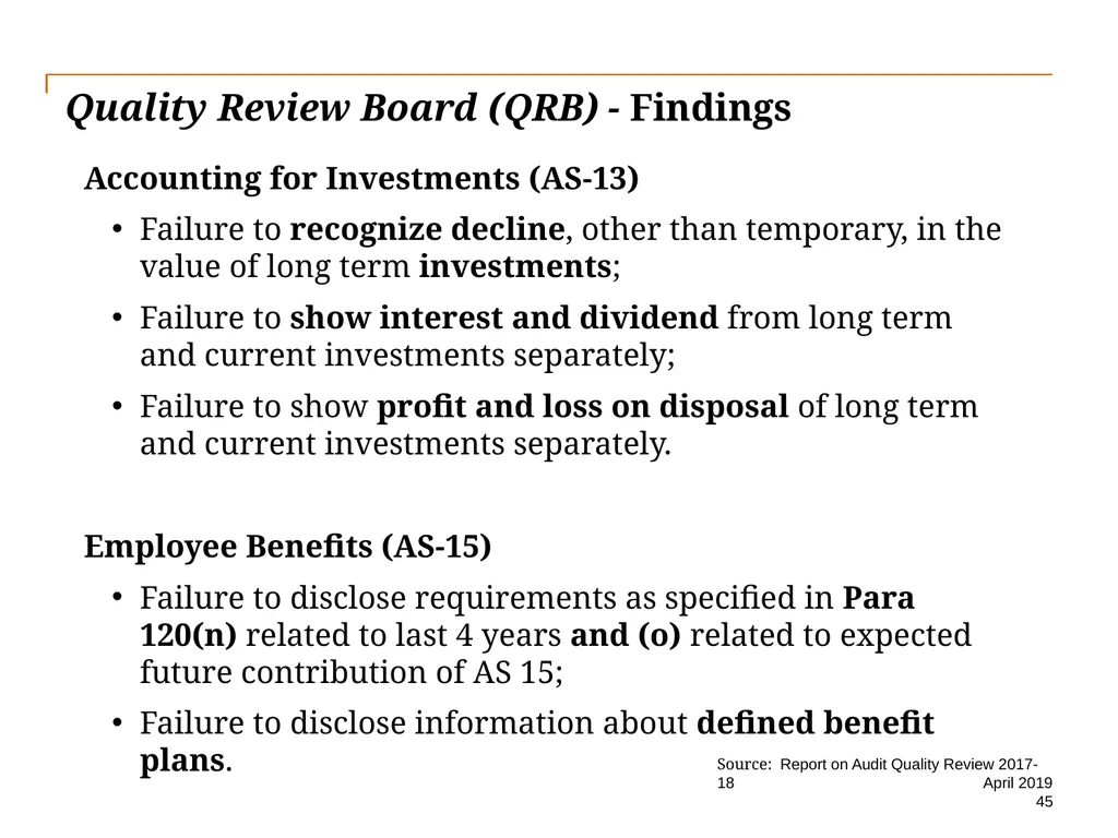Audit Quality Issues and Audit Quality Indicators - slide 45 of 55
