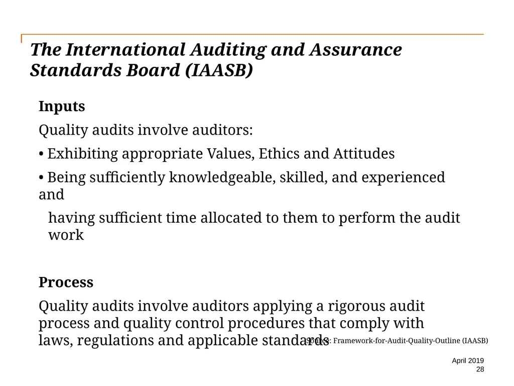 Audit Quality Issues and Audit Quality Indicators - slide 28 of 55
