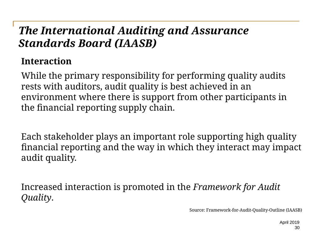 Audit Quality Issues and Audit Quality Indicators - slide 30 of 55