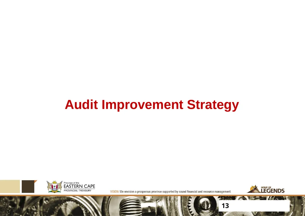 PROGRESS UPDATE ON 2017 PFMA AUDIT OUTCOMES - slide 13 of 21