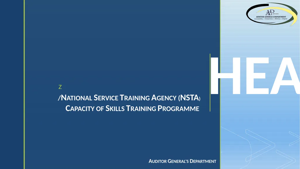 Auditor General’s Department Heart / NSTA’s Core - slide 1 of 12
