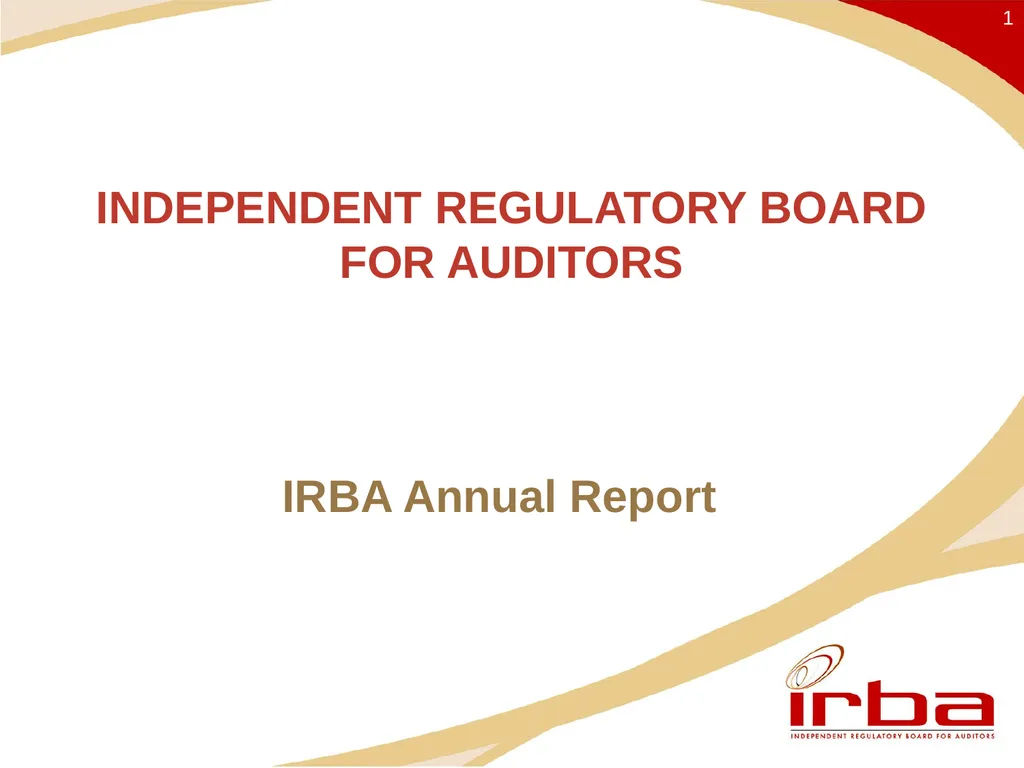 INDEPENDENT REGULATORY BOARD FOR AUDITORS IRBA