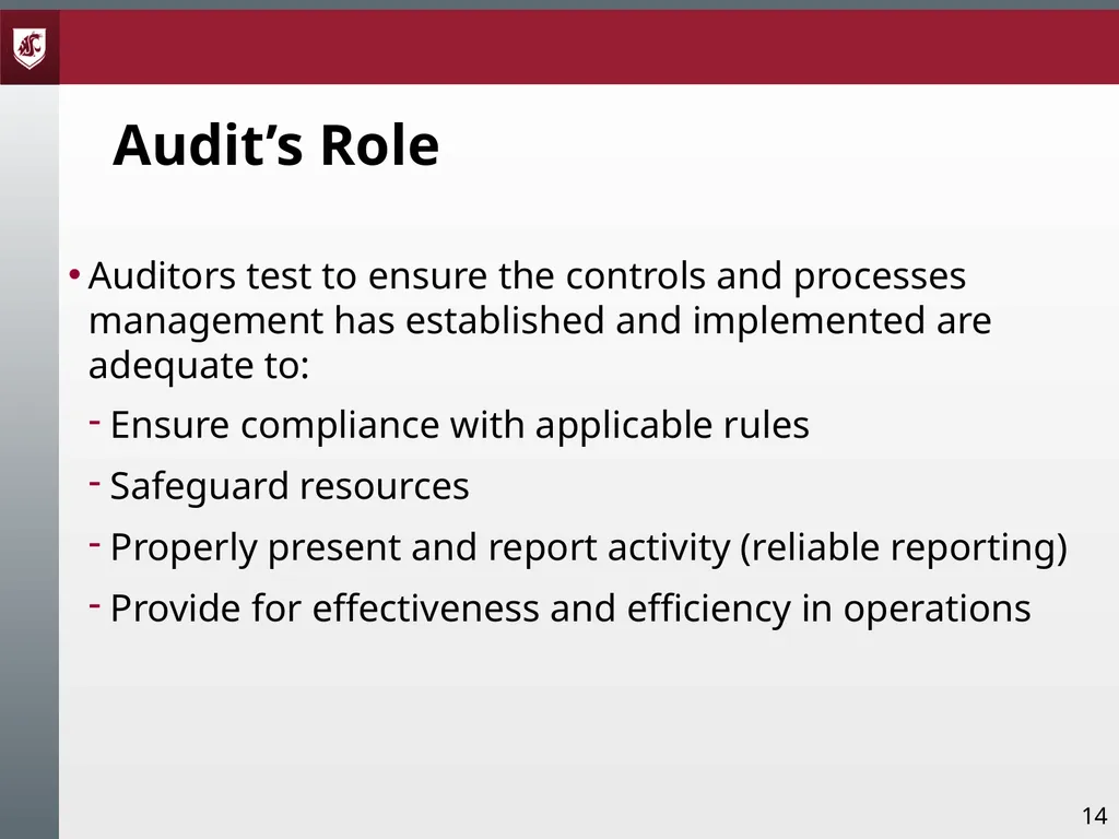 Audits and Internal Controls Presented by: Tami - slide 14 of 50