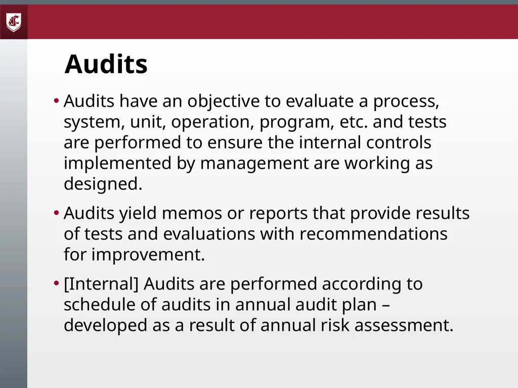 Audits and Internal Controls Presented by: Tami - slide 16 of 50