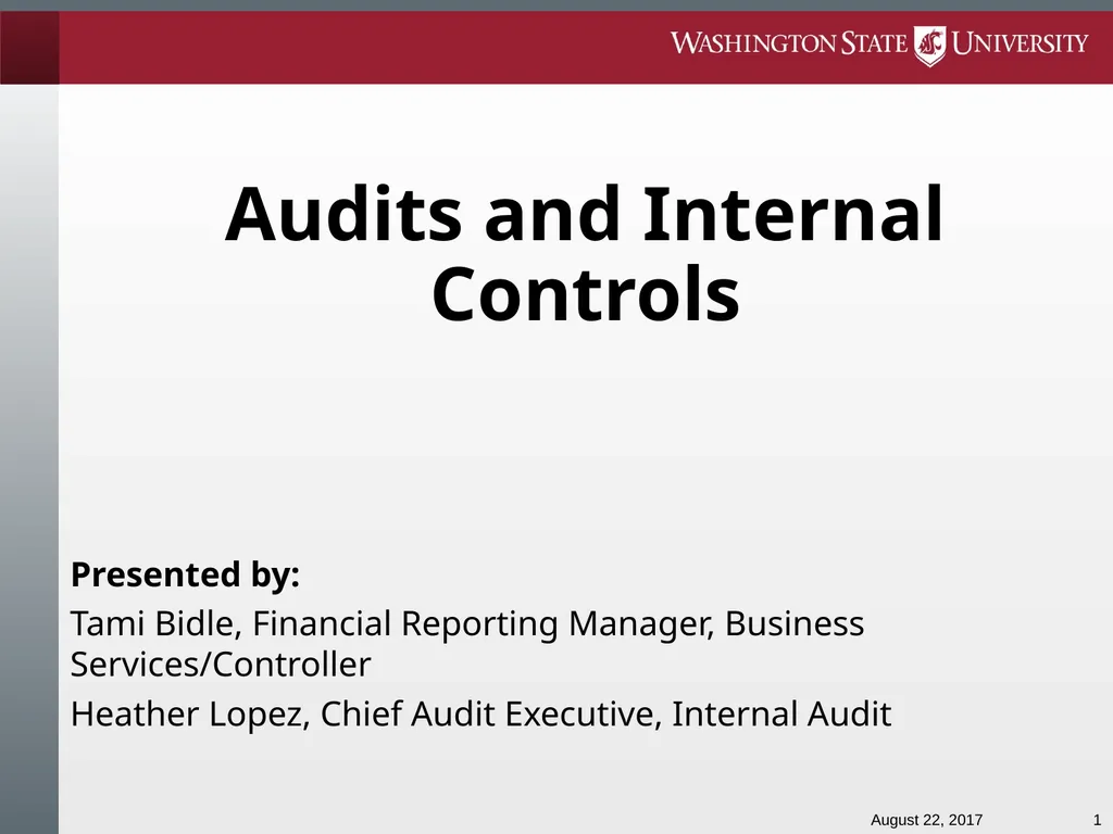 Audits and Internal Controls Presented by: Tami