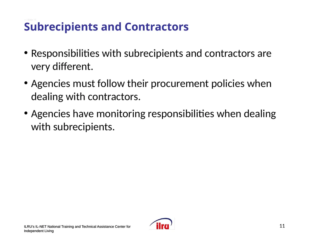 >>Slide 1 ILRU’s IL-NET National Training and - slide 11 of 19