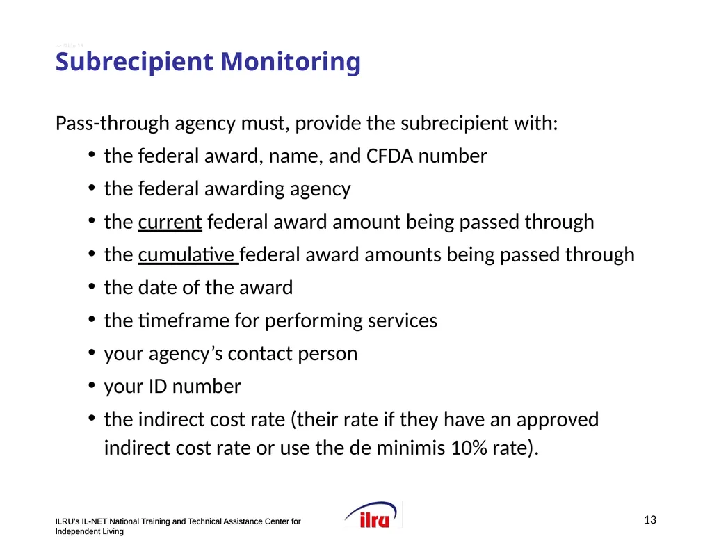 >>Slide 1 ILRU’s IL-NET National Training and - slide 13 of 19