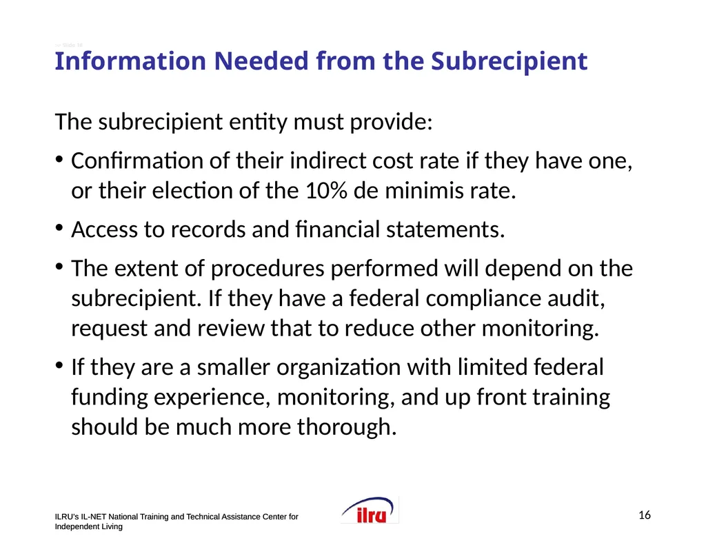 >>Slide 1 ILRU’s IL-NET National Training and - slide 16 of 19