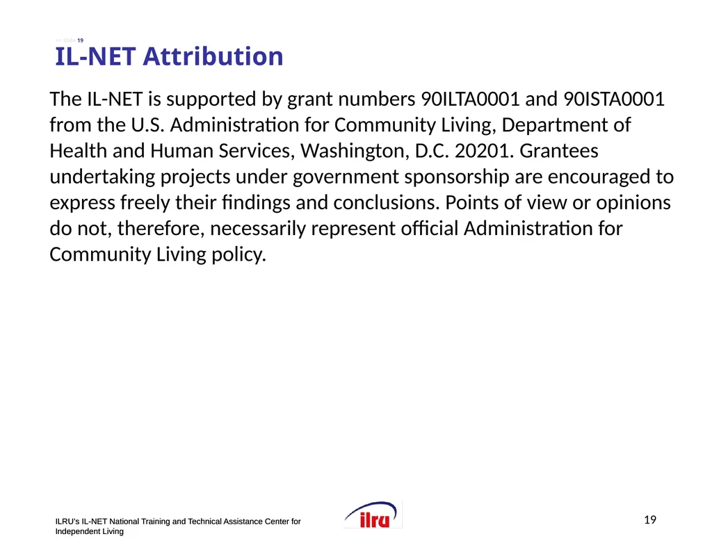 >>Slide 1 ILRU’s IL-NET National Training and - slide 19 of 19