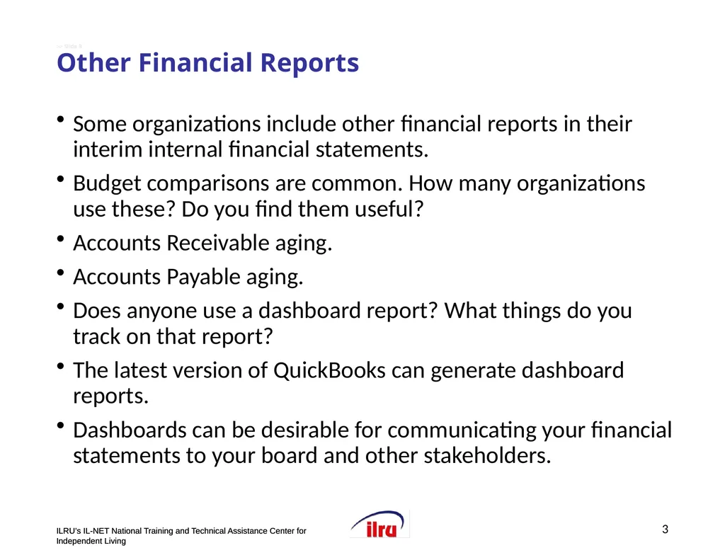 >>Slide 1 ILRU’s IL-NET National Training and - slide 3 of 19