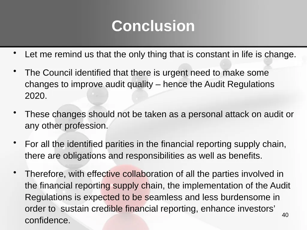 Understanding the FRC’s Audit Regulations 2020: - slide 40 of 41