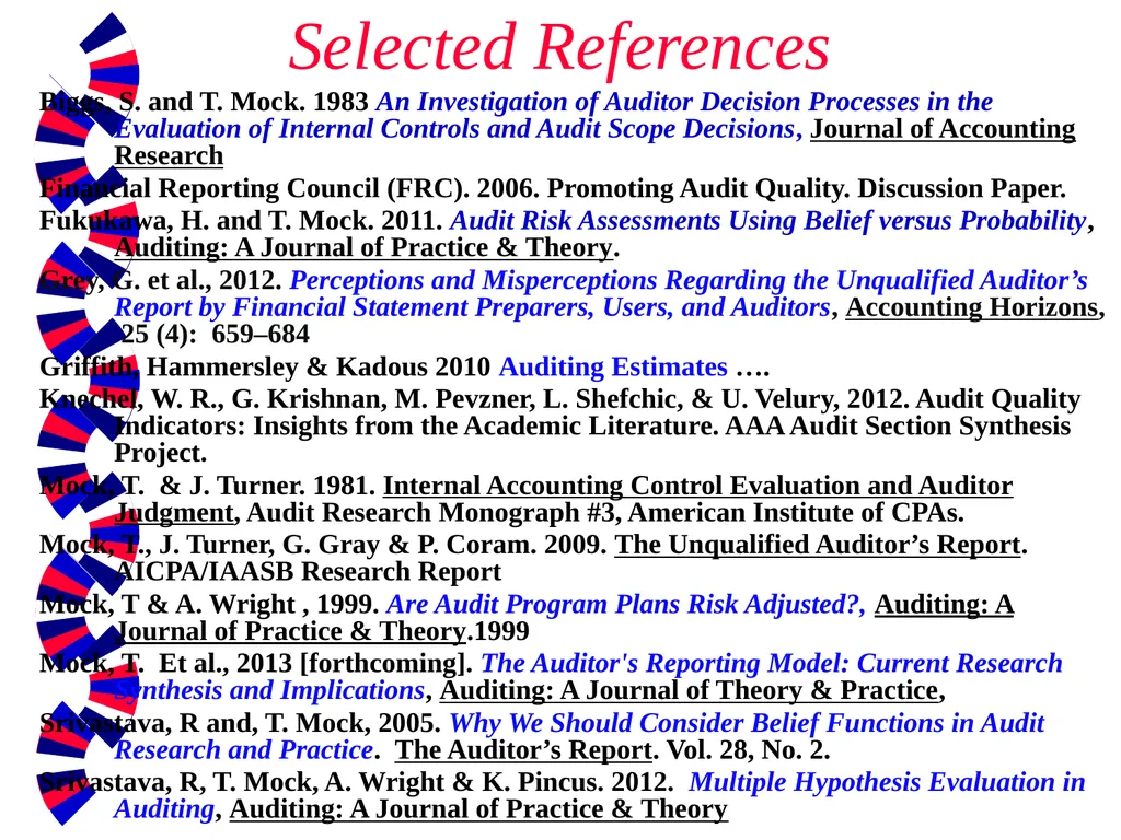 Audit Quality: What are the weak links? 4th - slide 25 of 25