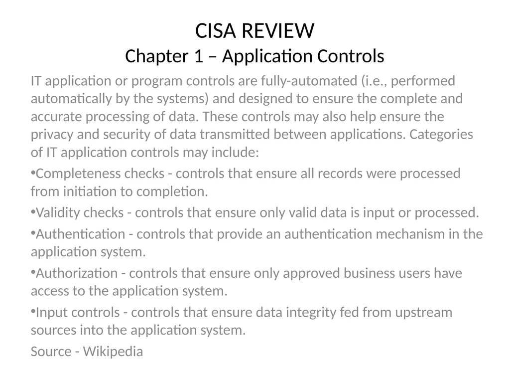 CISA REVIEW The material provided in this slide - slide 31 of 45