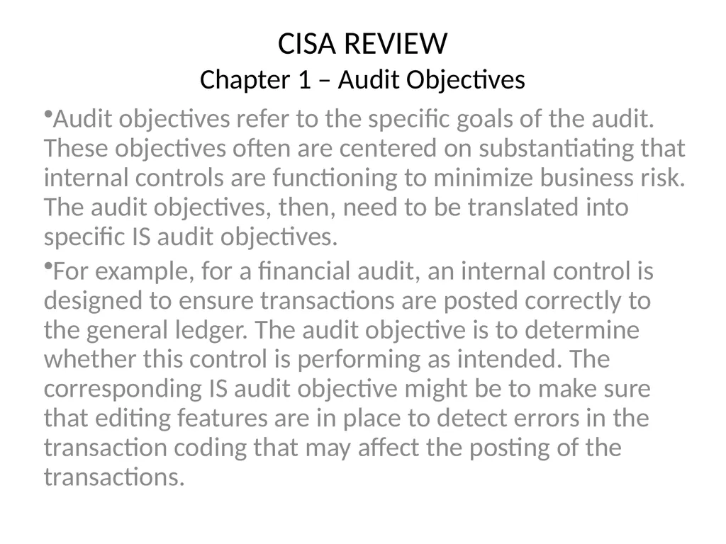 CISA REVIEW The material provided in this slide - slide 8 of 45
