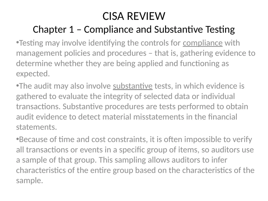 CISA REVIEW The material provided in this slide - slide 16 of 45