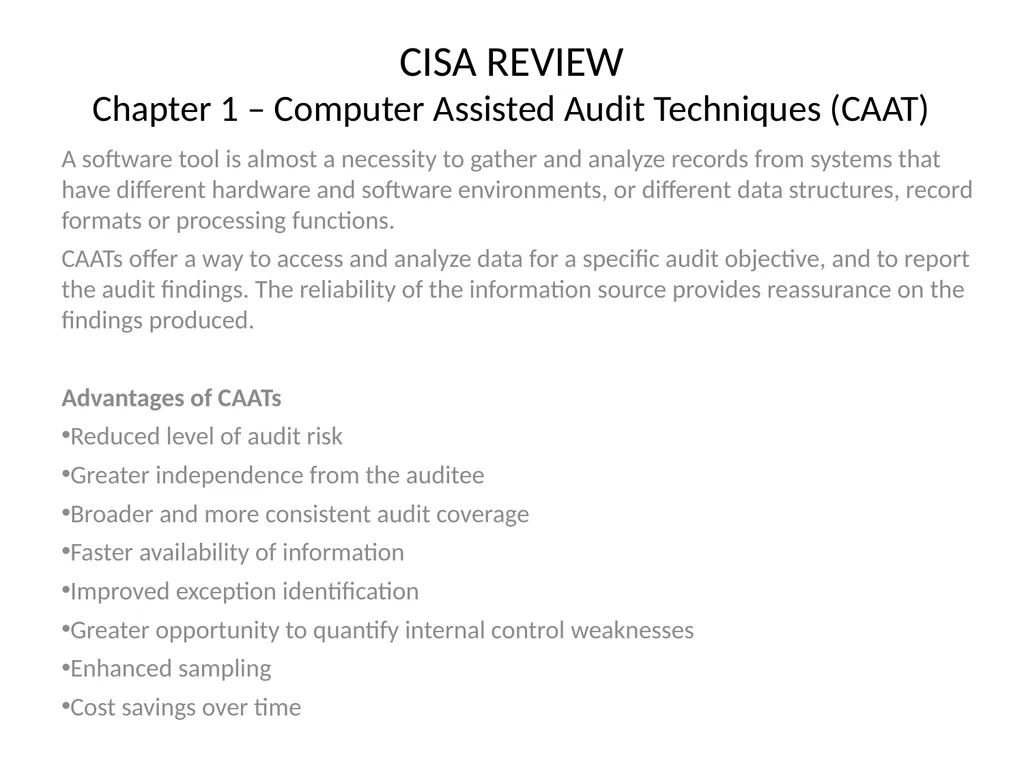 CISA REVIEW The material provided in this slide - slide 20 of 45