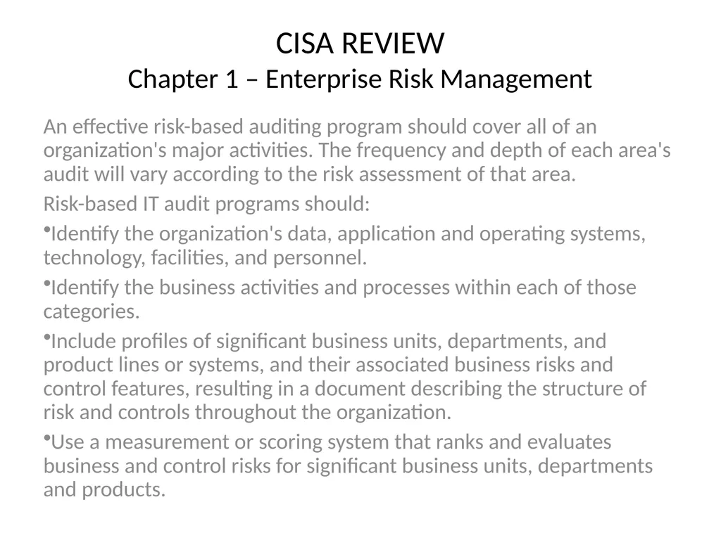 CISA REVIEW The material provided in this slide - slide 13 of 45