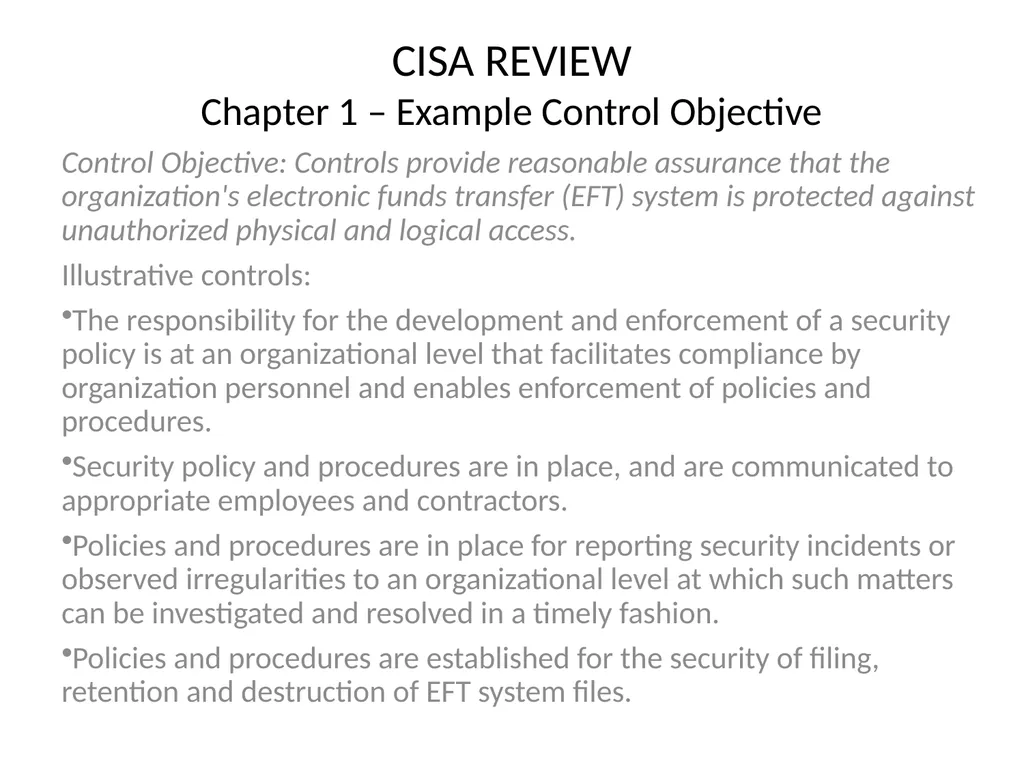 CISA REVIEW The material provided in this slide - slide 25 of 45