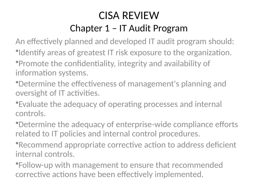 CISA REVIEW The material provided in this slide - slide 11 of 45