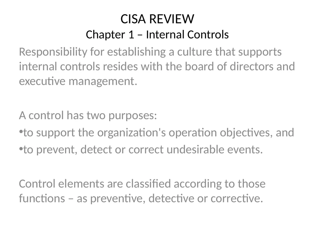 CISA REVIEW The material provided in this slide - slide 23 of 45