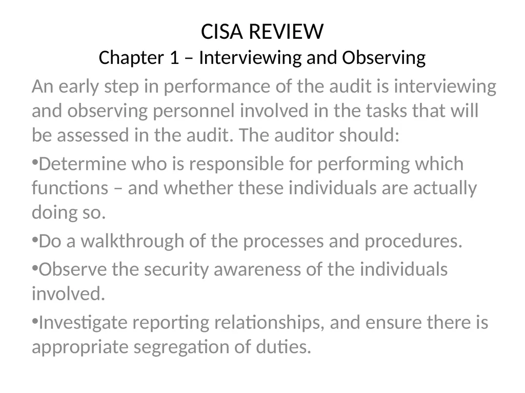 CISA REVIEW The material provided in this slide - slide 17 of 45