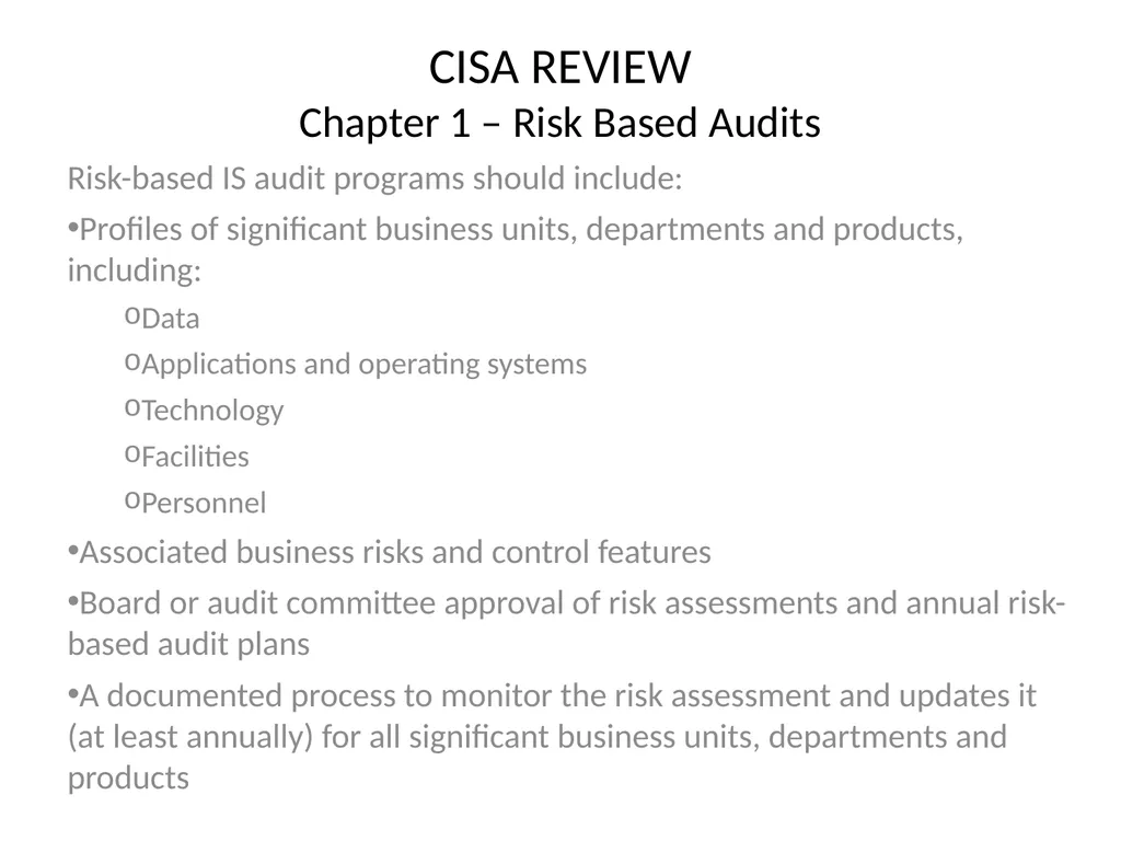 CISA REVIEW The material provided in this slide - slide 33 of 45