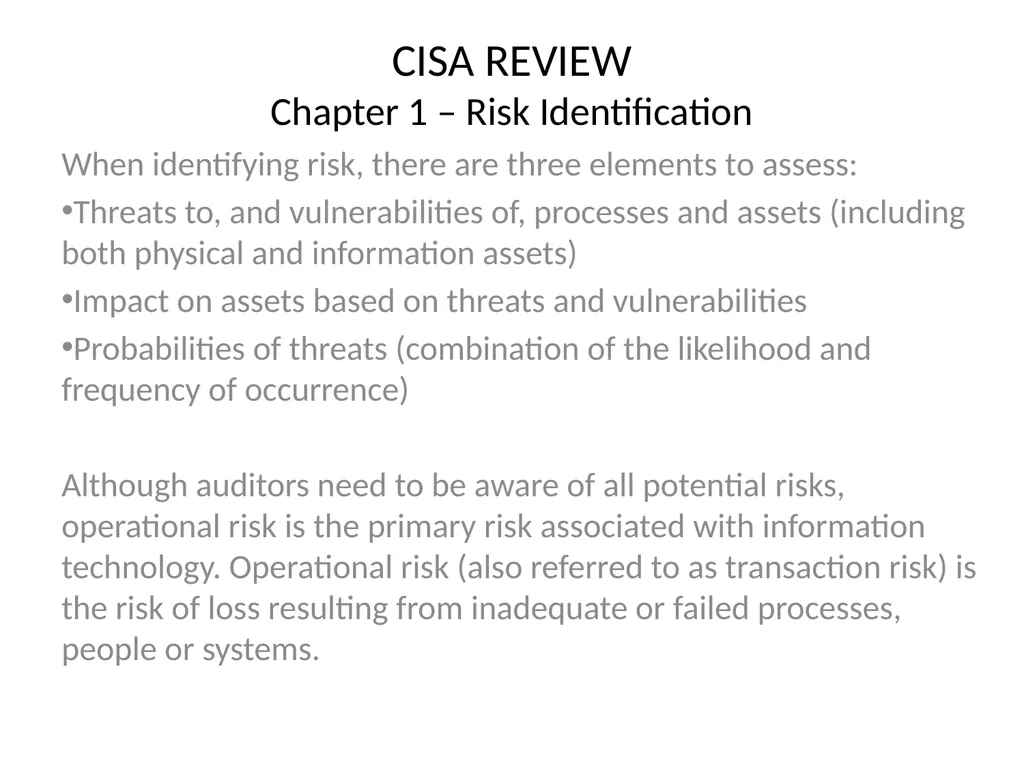 CISA REVIEW The material provided in this slide - slide 36 of 45