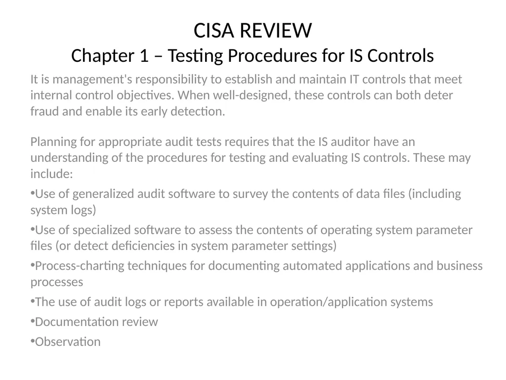 CISA REVIEW The material provided in this slide - slide 15 of 45