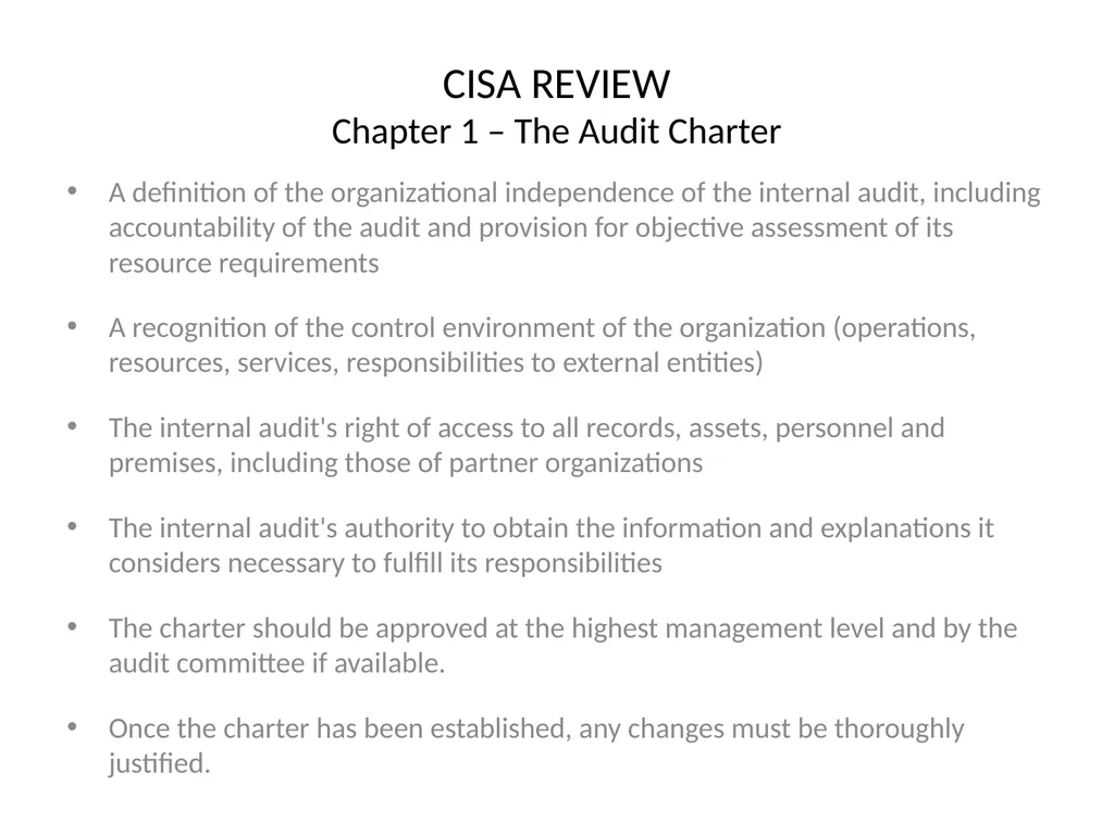 CISA REVIEW The material provided in this slide - slide 7 of 45
