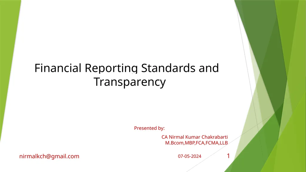 Financial Reporting Standards and Transparency - slide 1 of 28