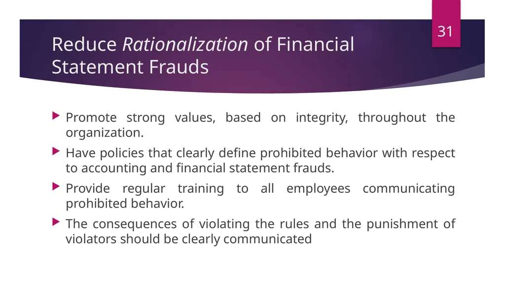 FRAUDS IN FINANCIAL STATEMENT Damania & Varaiya - slide 31 of 33