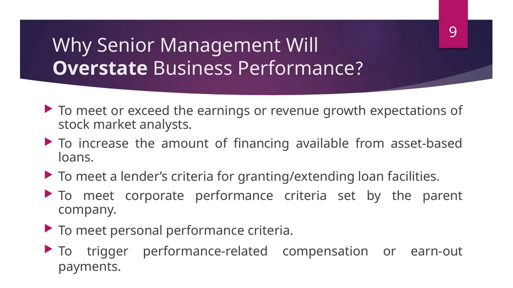 FRAUDS IN FINANCIAL STATEMENT Damania & Varaiya - slide 9 of 33