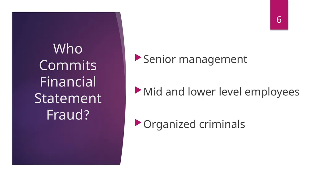 FRAUDS IN FINANCIAL STATEMENT Damania & Varaiya - slide 6 of 33