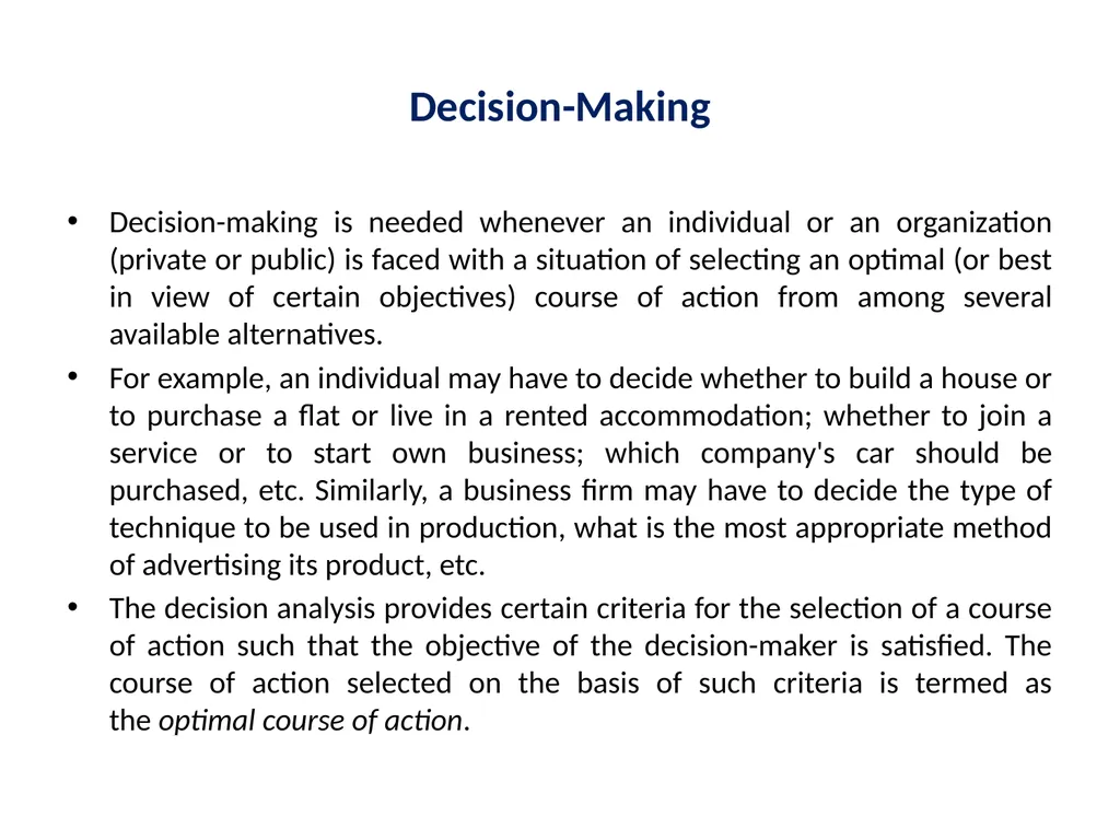 UNIT IV Decision Making by: Dr. Pravin Kumar - slide 2 of 65