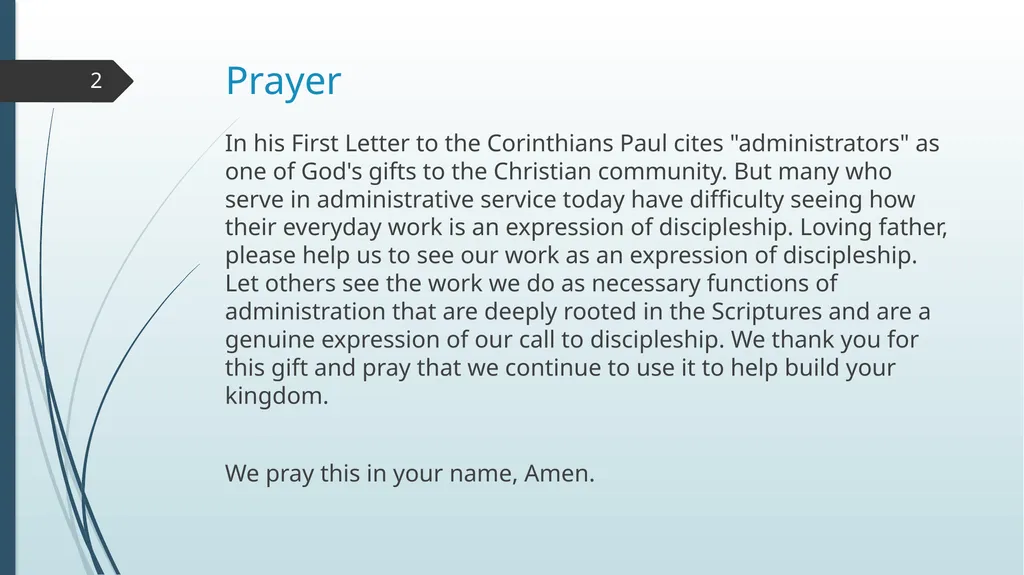 CFS Training 8/20/2020 1 Prayer In his First - slide 2 of 25