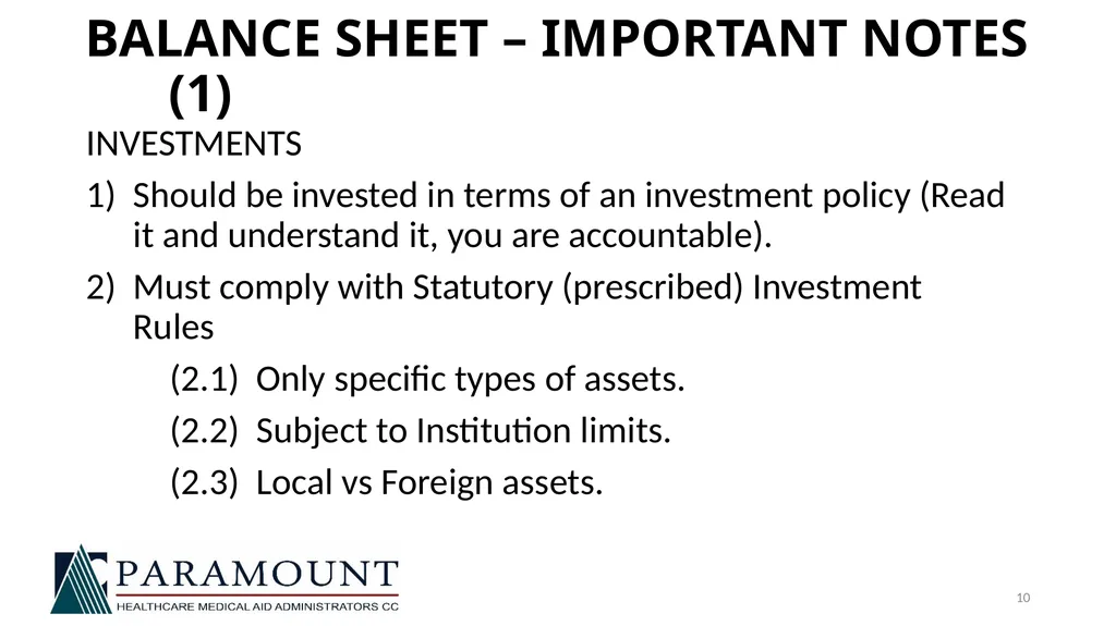 NAMAF TRUSTEE TRAINING 21 JULY 2018 FINANCIAL - slide 10 of 19