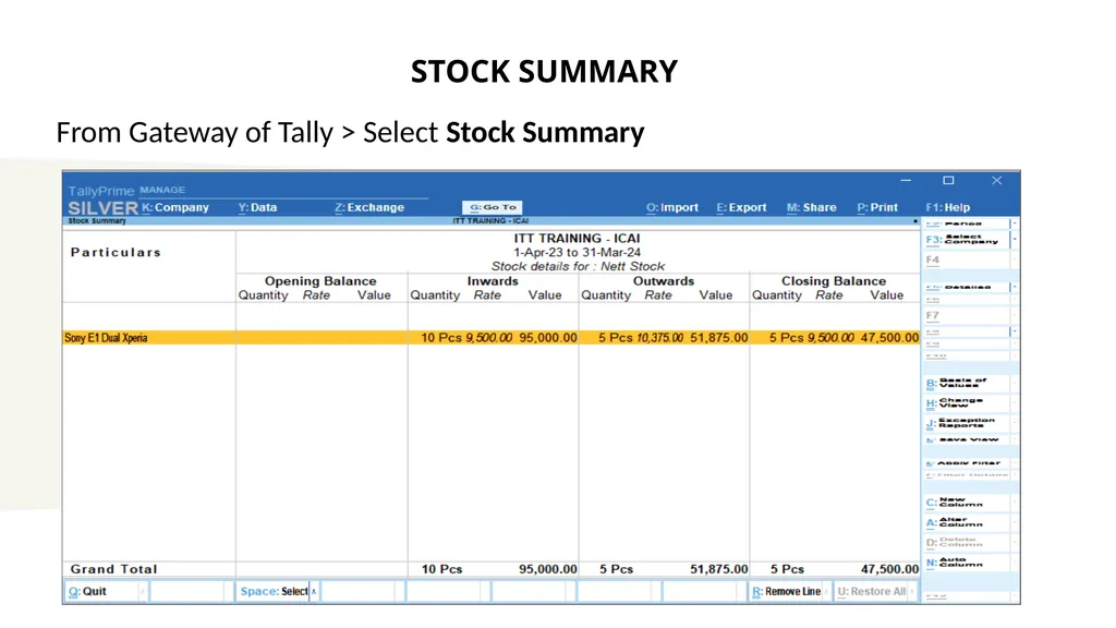 TALLY PRIME PART-A INFORMATION TECHNOLOGY MODULE 2 - slide 59 of 111