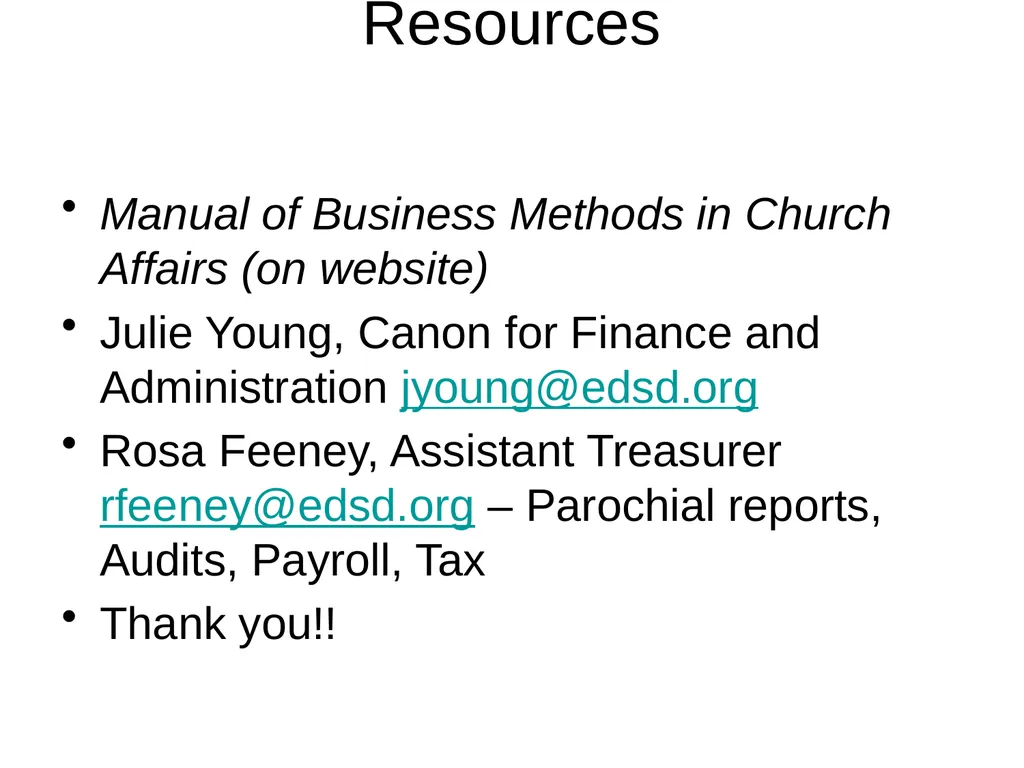 The Episcopal Diocese of San Diego Vestry Training - slide 39 of 41