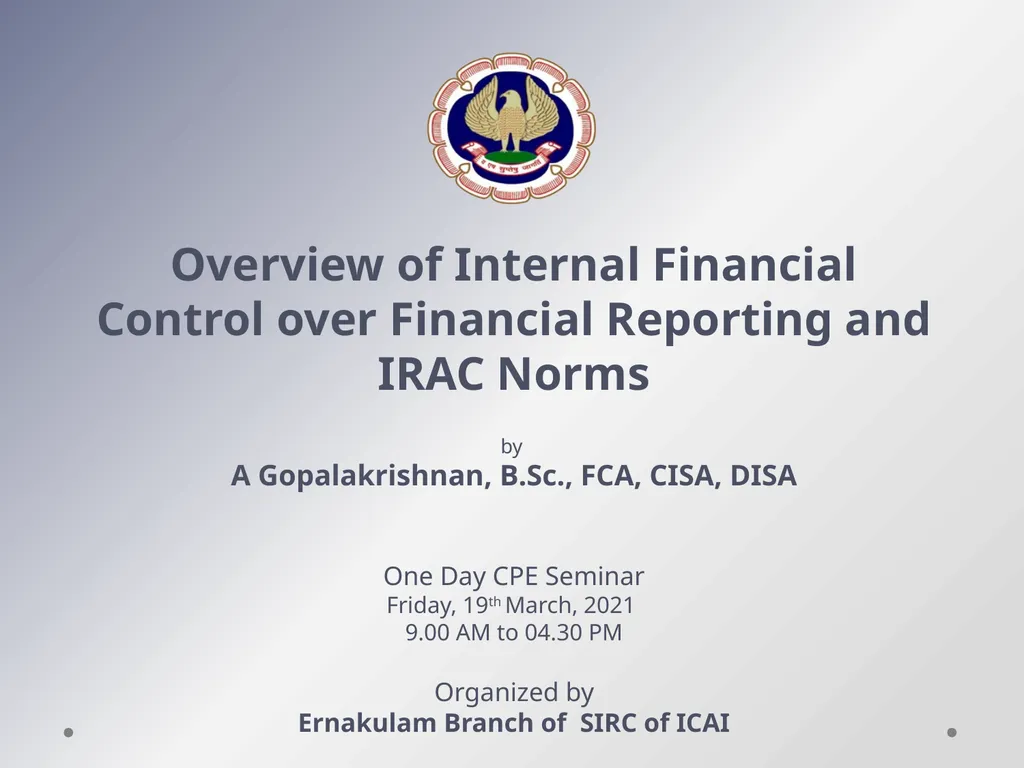 Overview of Internal Financial Control over - slide 1 of 51