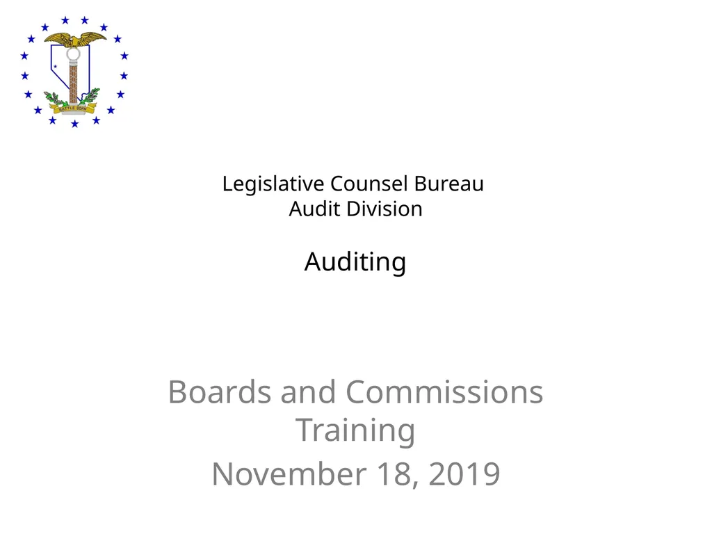 Legislative Counsel Bureau Audit Division Auditing - slide 1 of 15
