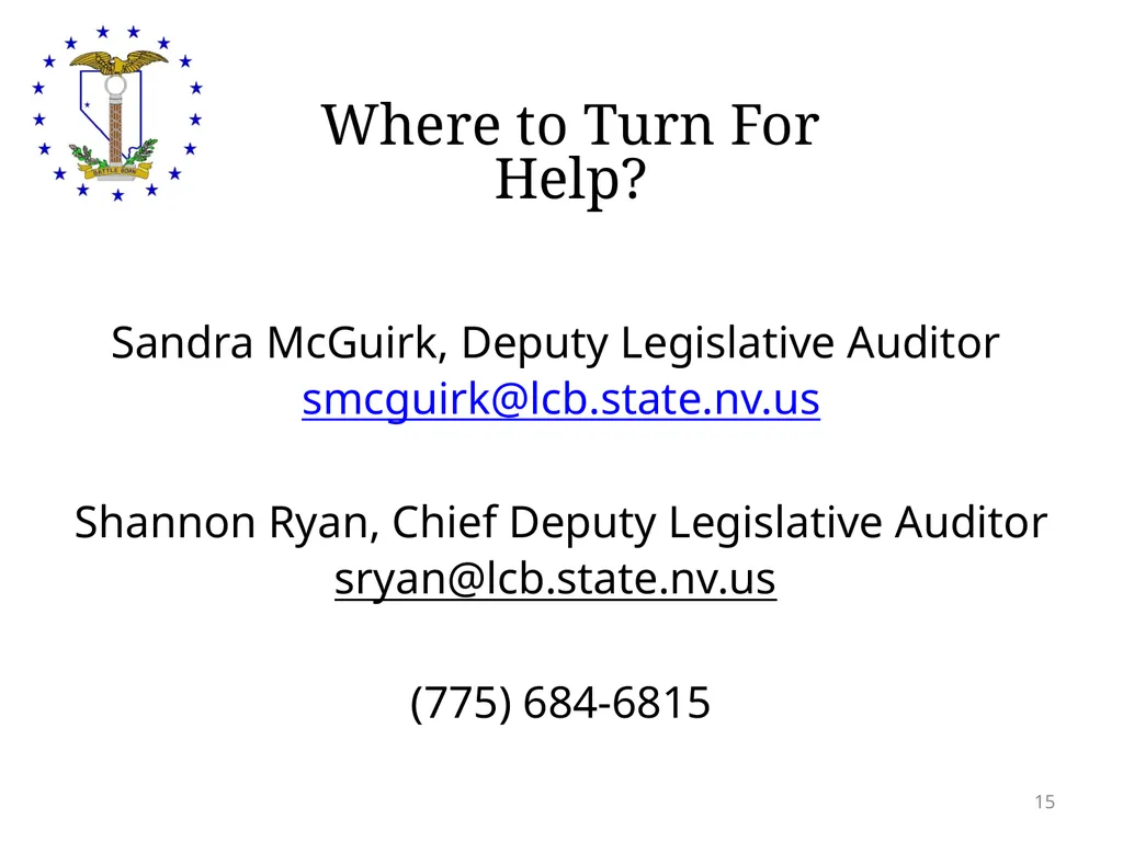 Legislative Counsel Bureau Audit Division Auditing - slide 15 of 15