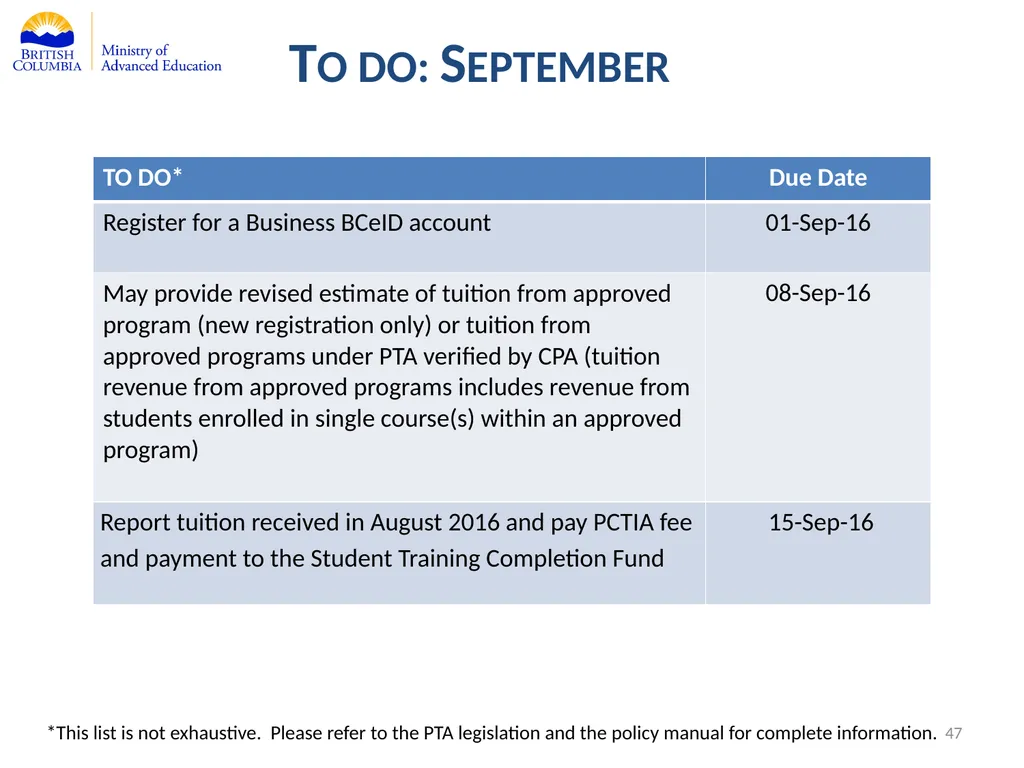 Private Training Act Information Webinar July 29, - slide 47 of 51