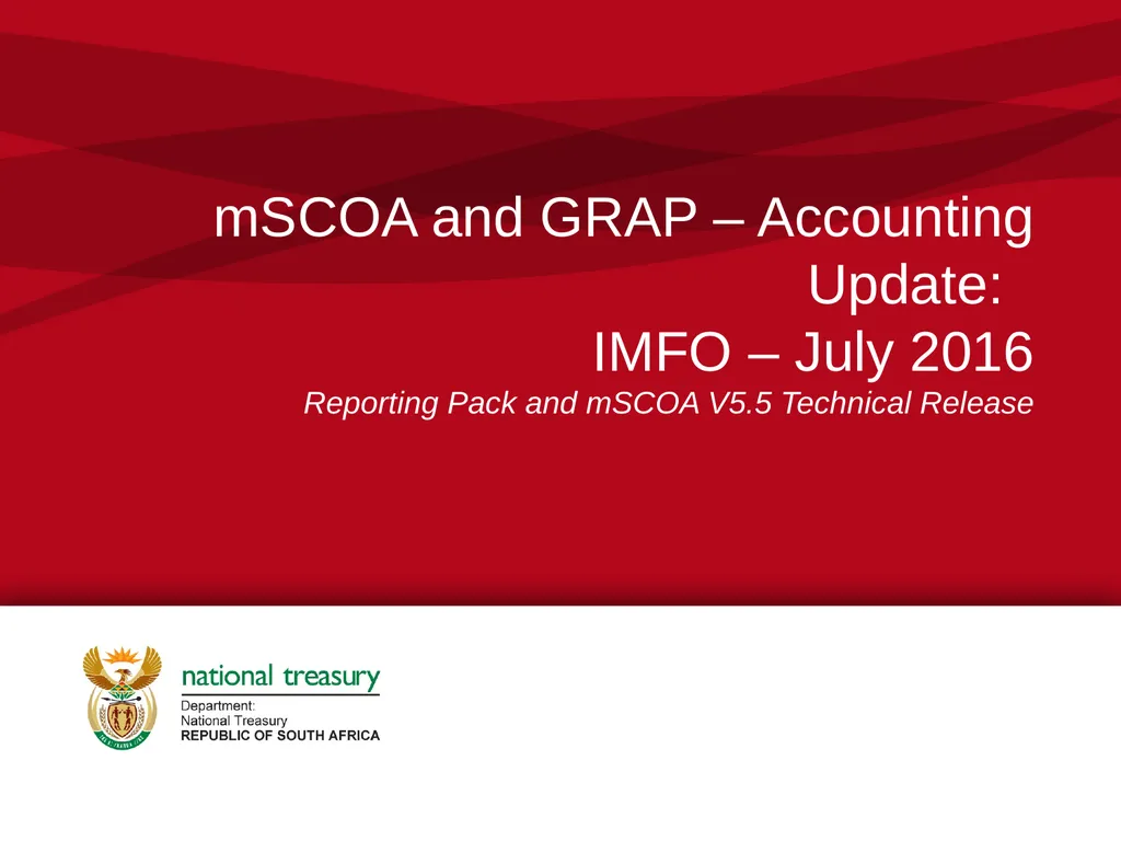 mSCOA and GRAP – Accounting Update: IMFO – July - slide 1 of 49
