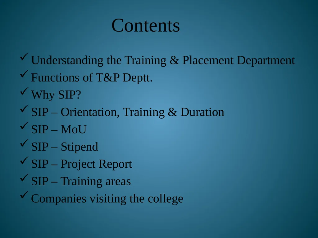 Training & Placement Summer Internship Program - slide 2 of 27